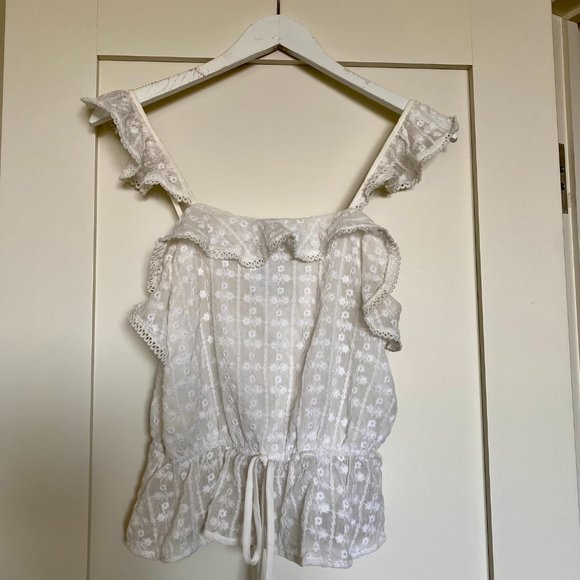 JOA Eyelet Ruffle Top Size S - Picture 1 of 5